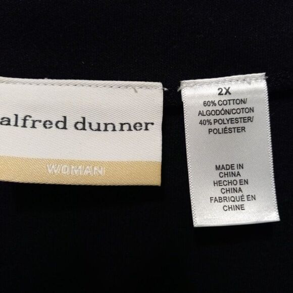 Alfred Dunner Black Embroidered top Granny Chic Cottagecore Kitsch - Picture 2 of 7